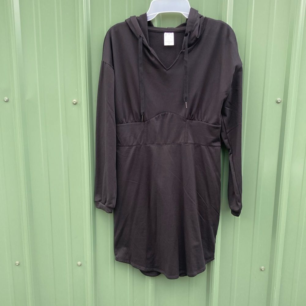 Women’s Black Active Corset Hoodie Mini Dress Size L